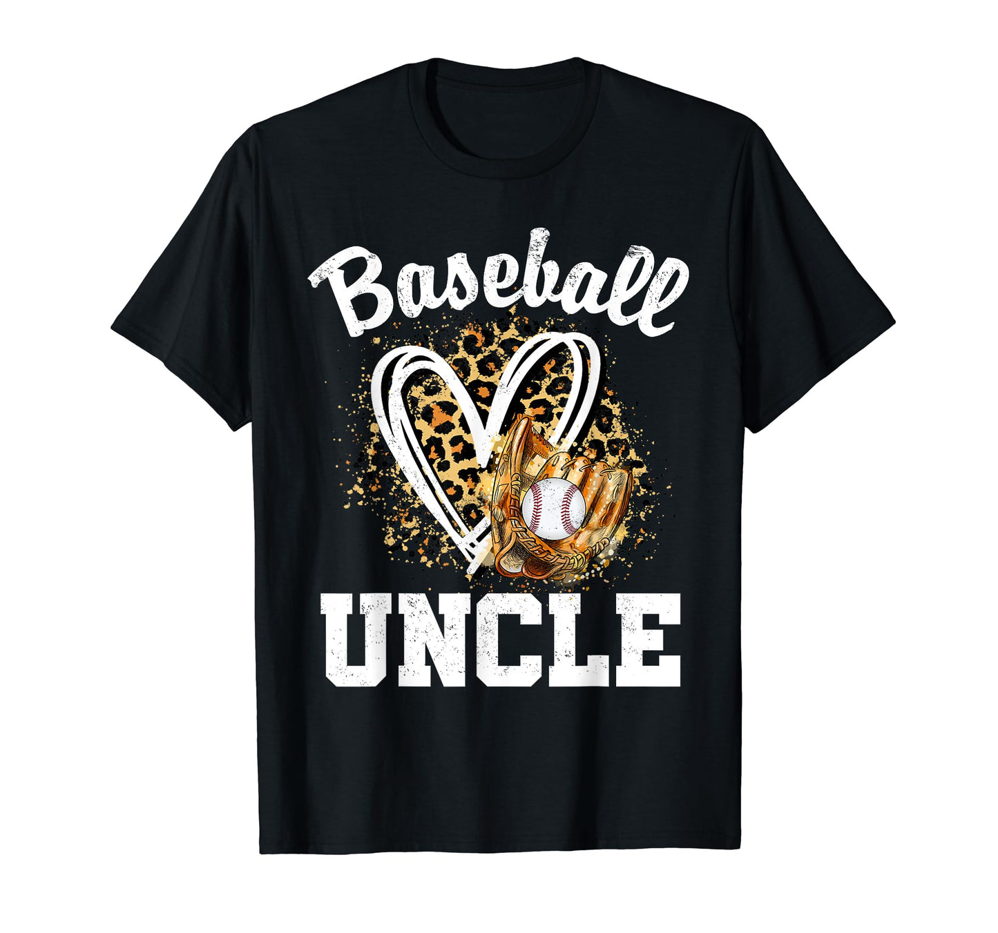 Baseball Uncle Leopard Heart T-Shirt - Aesthetic Graphic for Adults - T-Shirt, Sweatshirt, Hoodie