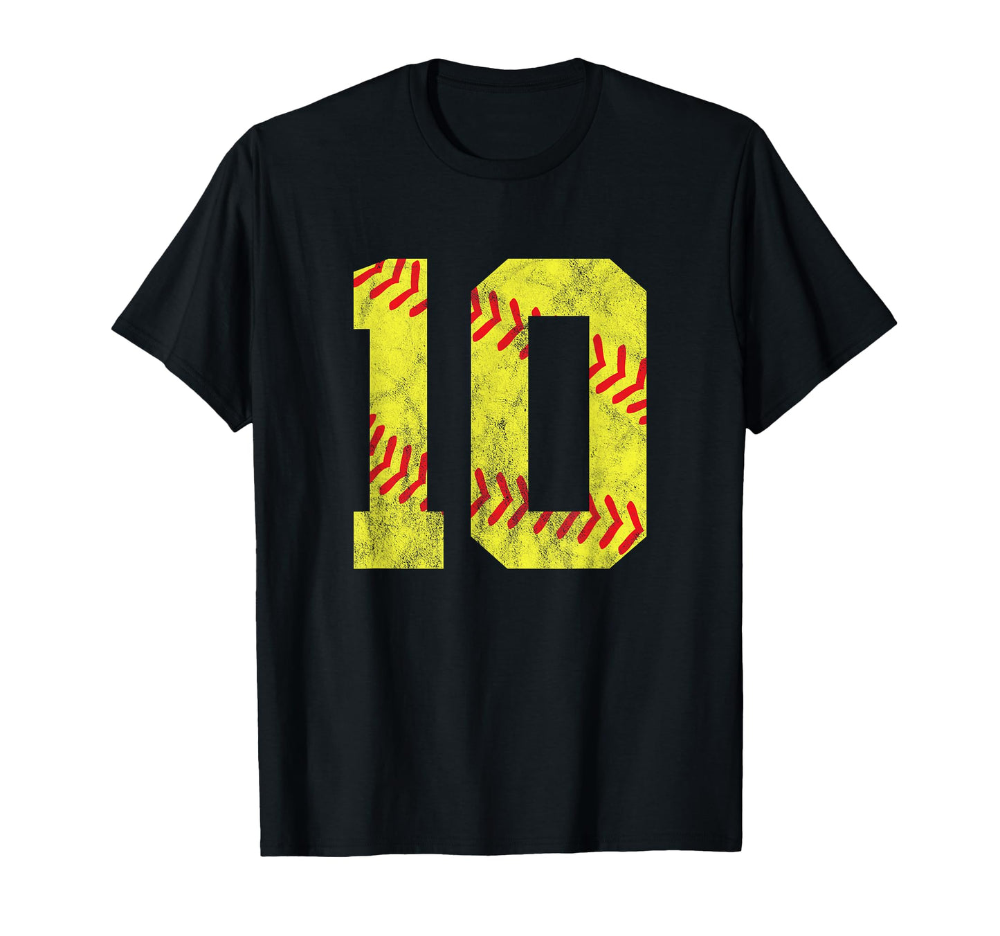 Softball Number 10 Ten 10Th Birthday T-Shirt - Minimalist Print Men Women - T-Shirt, Sweatshirt, Hoodie