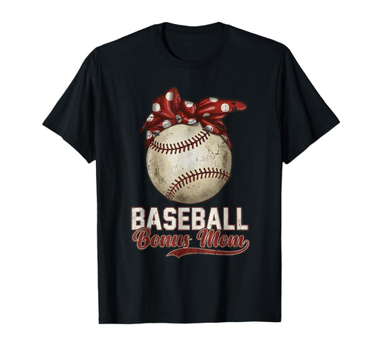Baseball Bonus Mom Stepmother Bow T-Shirt - Fun Novelty Design Men Women - T-Shirt, Sweatshirt, Hoodie