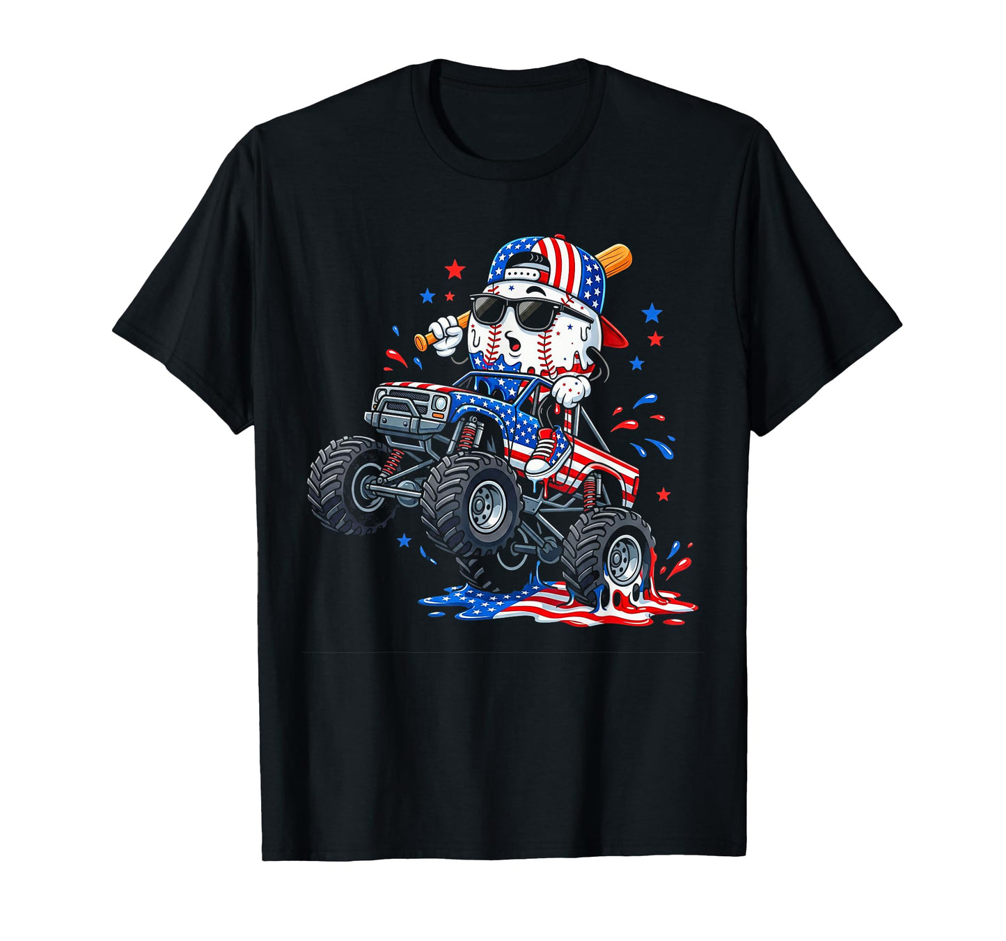 Monster Truck Baseball Drip Ice T-Shirt - Casual Everyday Wear Unisex - T-Shirt, Sweatshirt, Hoodie