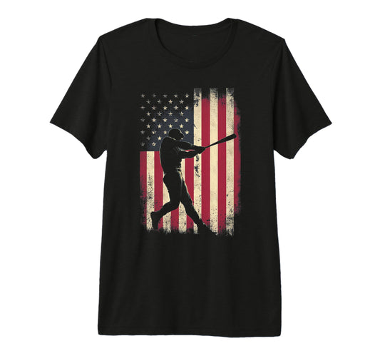American Flag Baseball Player Gifts T-Shirt - Streetwear Style for Adults - T-Shirt, Sweatshirt, Hoodie
