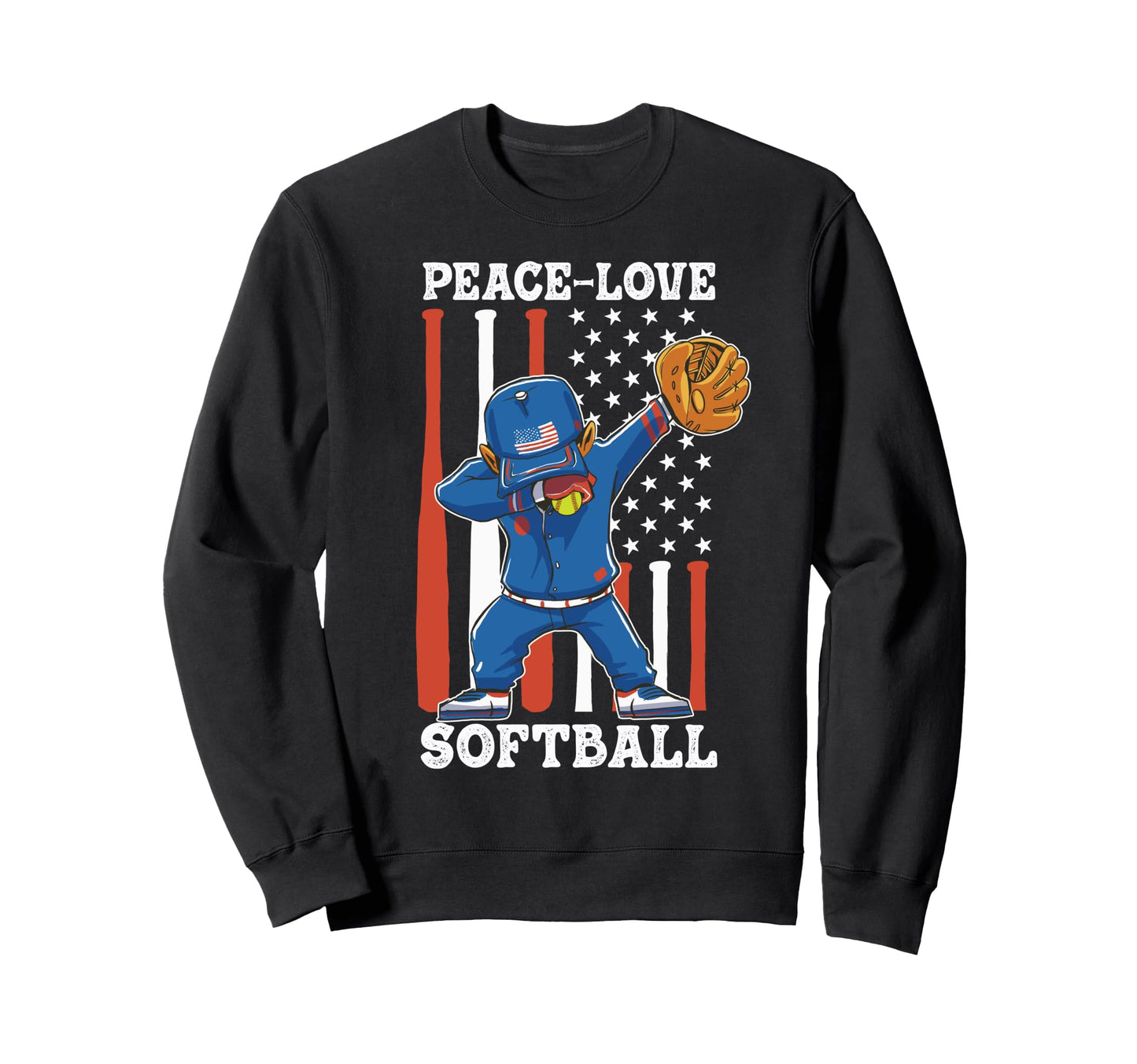 Peace Love Softball Sweatshirt - Novelty Apparel Unisex - T-Shirt, Sweatshirt, Hoodie