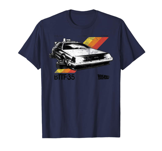 Back To Future 35Th Stripe Delorean T-Shirt - Streetwear Style for Adults - T-Shirt, Sweatshirt, Hoodie
