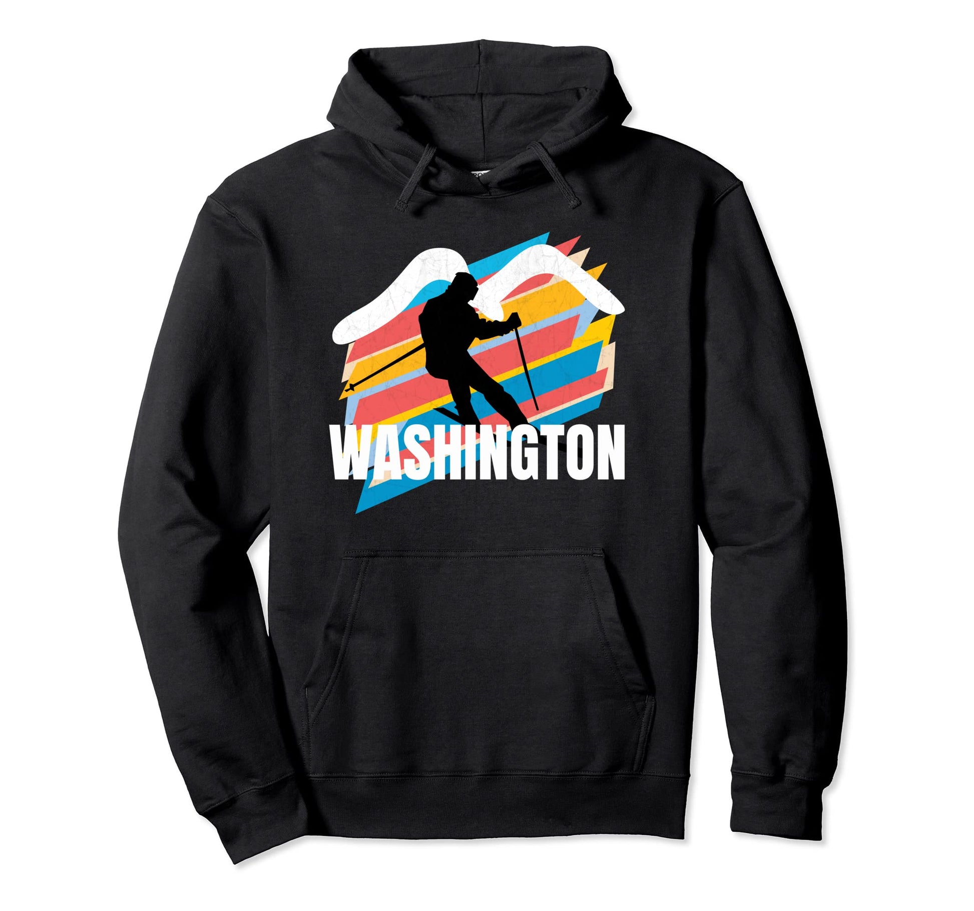 Skier Poles Washington Striped Hoodie - Graphic Print for Adults - T-Shirt, Sweatshirt, Hoodie