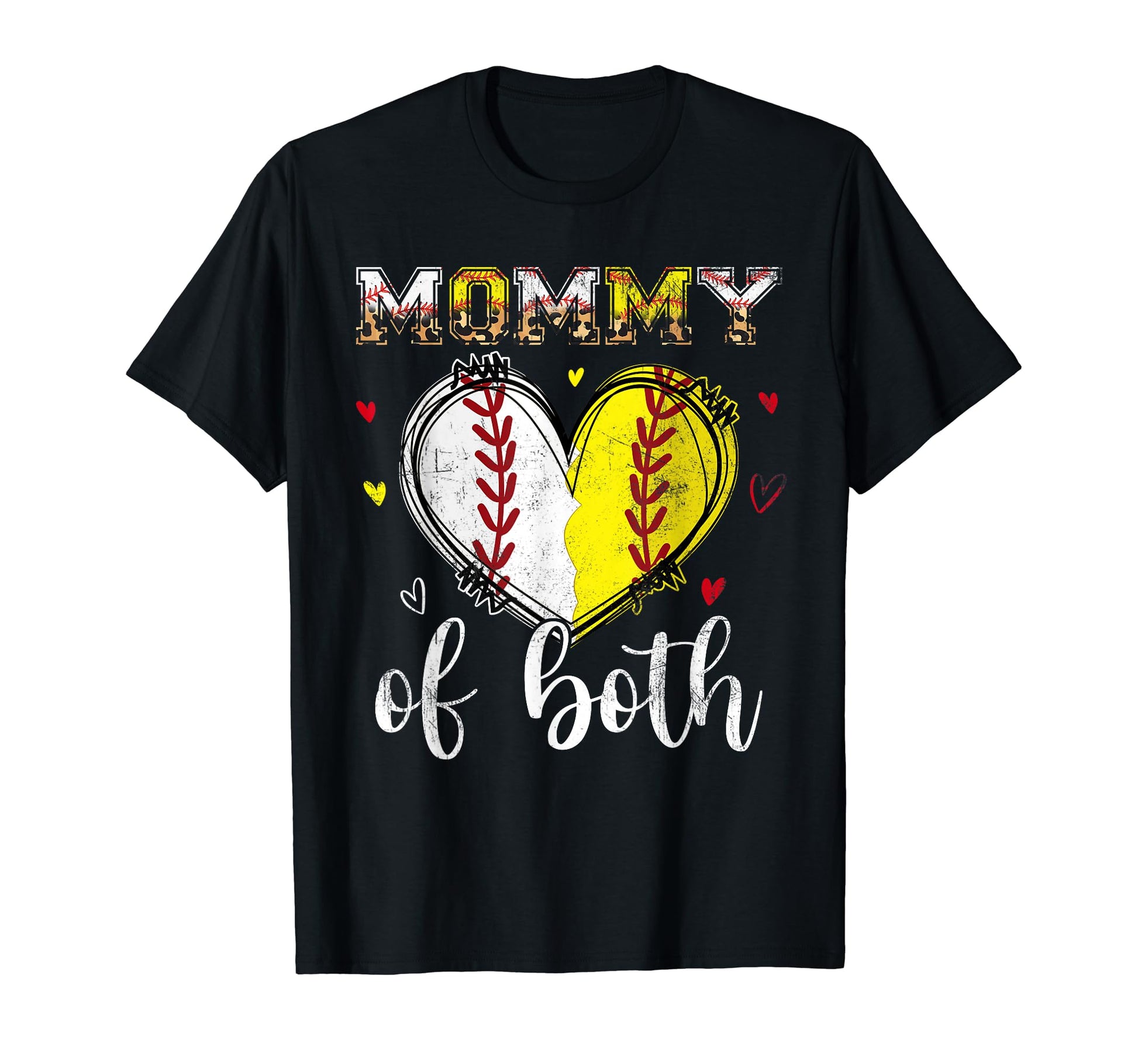 Mommy Both Baseball Softball Heart T-Shirt - Minimalist Print Unisex - T-Shirt, Sweatshirt, Hoodie