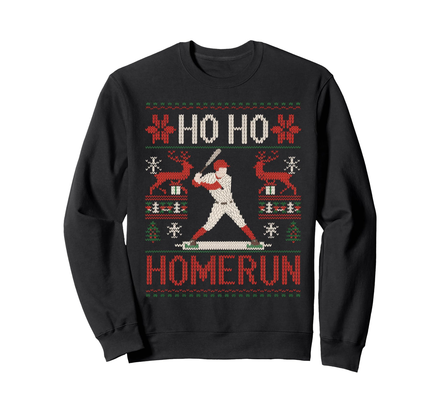 Baseball Softball Ho Ho Homerun Ugly Sweatshirt - Unique Graphic Unisex - T-Shirt, Sweatshirt, Hoodie