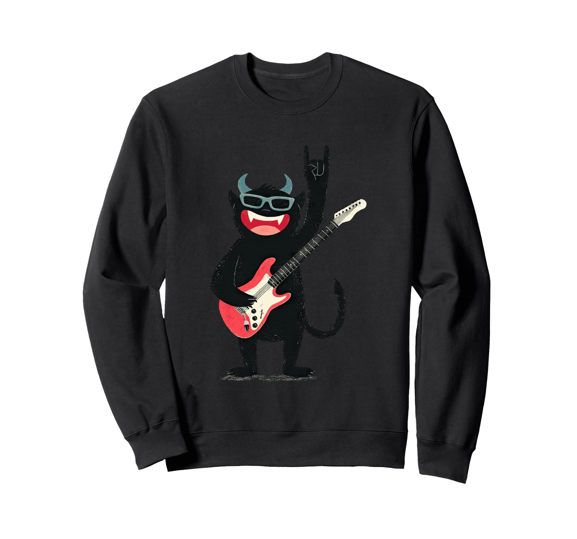 Rock Monster Guitar Player Funny Sweatshirt - Minimalist Print Unisex - T-Shirt, Sweatshirt, Hoodie