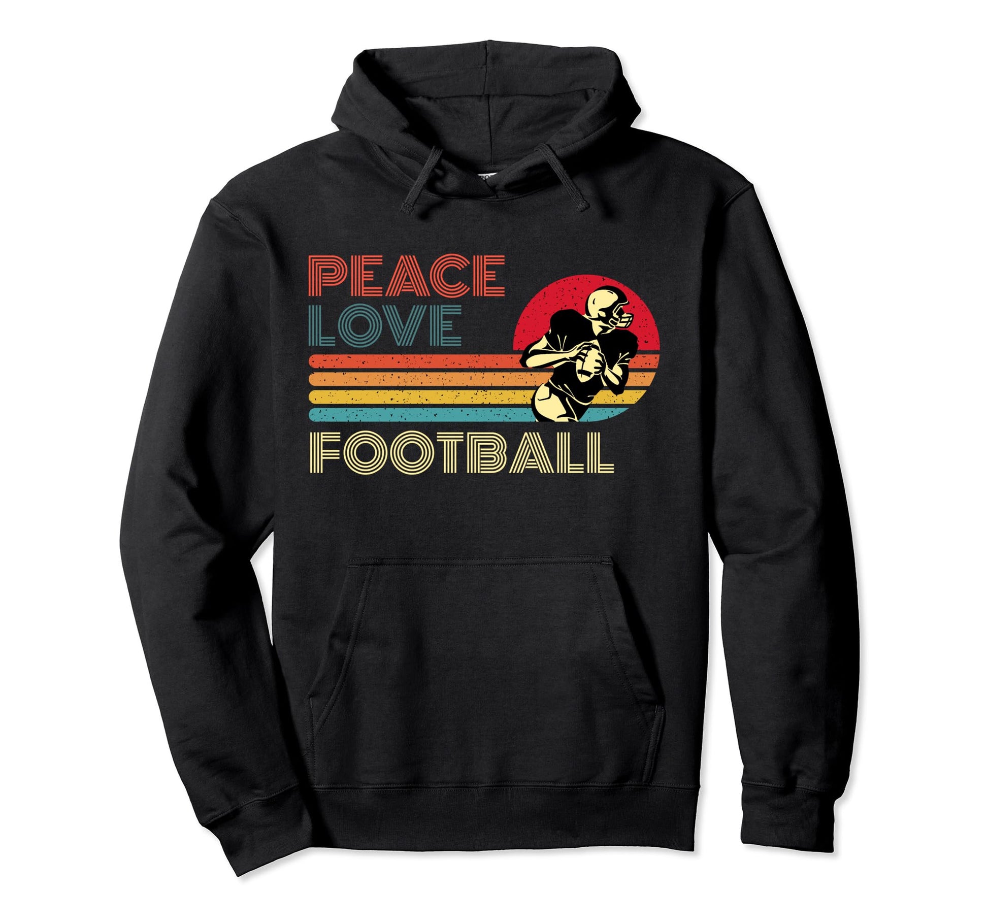 Peace Love Football Striped Sunset Sport Hoodie - Novelty Apparel Unisex - T-Shirt, Sweatshirt, Hoodie