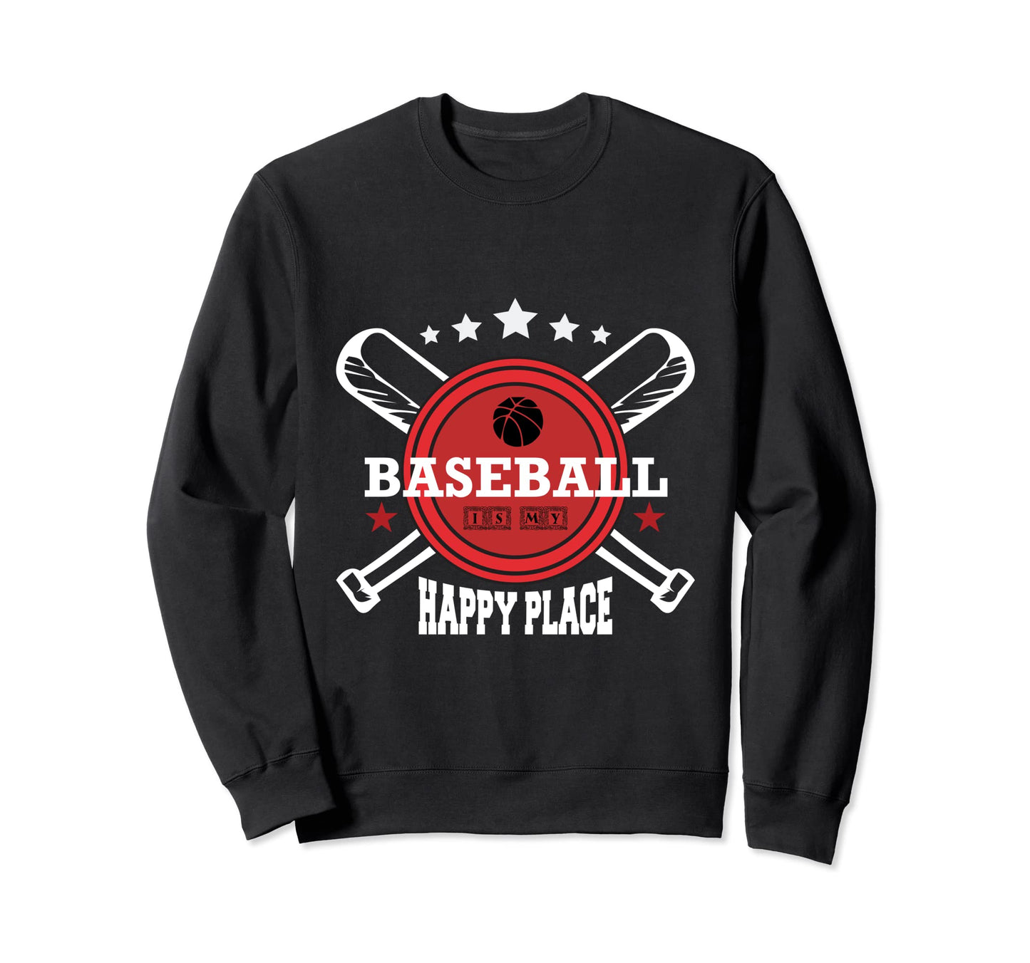 Baseball Happy Place Baseball Sweatshirt - Casual Everyday Wear for Adults - T-Shirt, Sweatshirt, Hoodie