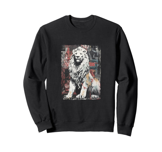 Aesthetic Streetwear Lion Sweatshirt - Minimalist Print for Adults - T-Shirt, Sweatshirt, Hoodie