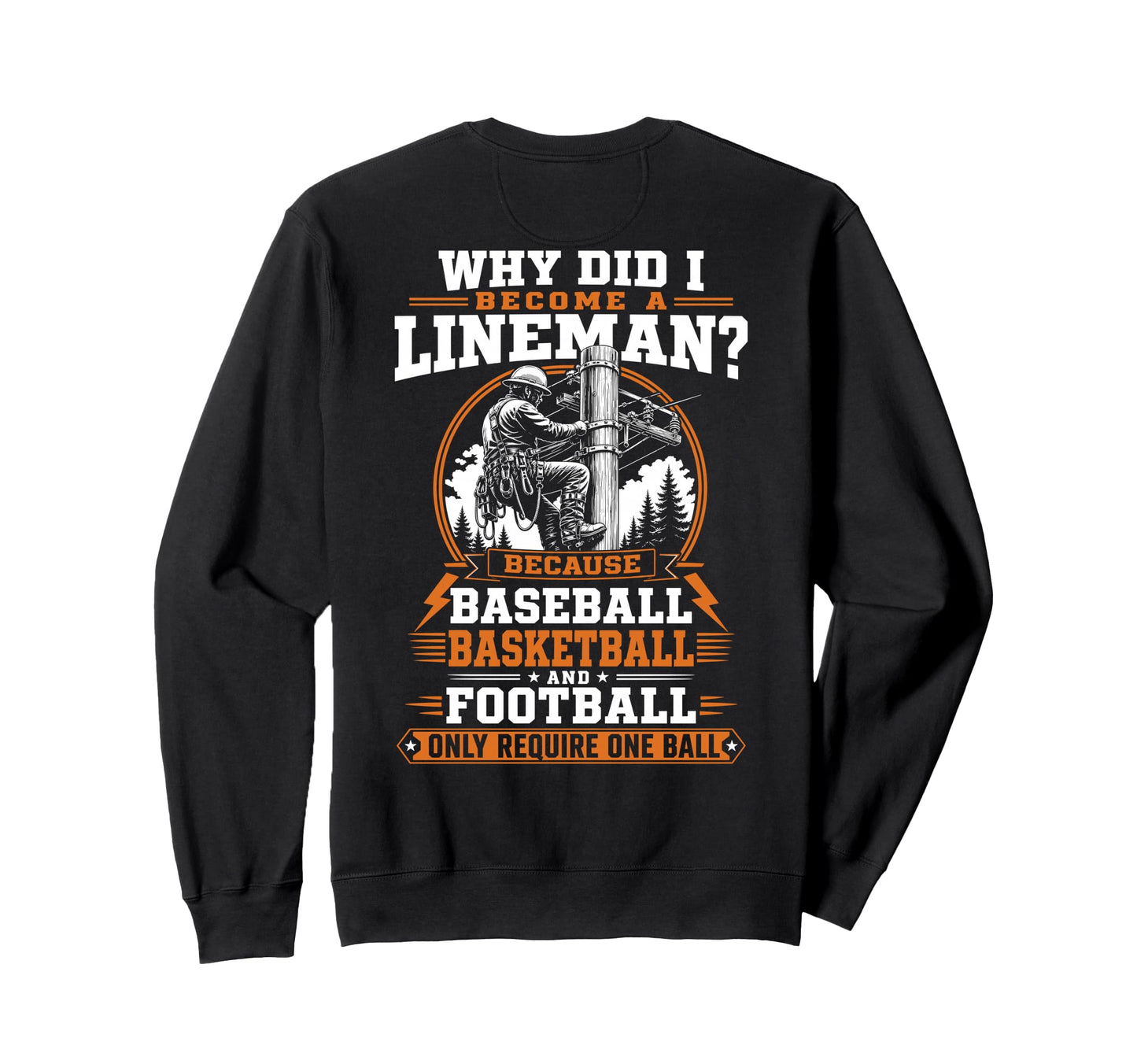 Why Did I Become Lineman Because Sweatshirt - Unique Graphic for Adults - T-Shirt, Sweatshirt, Hoodie