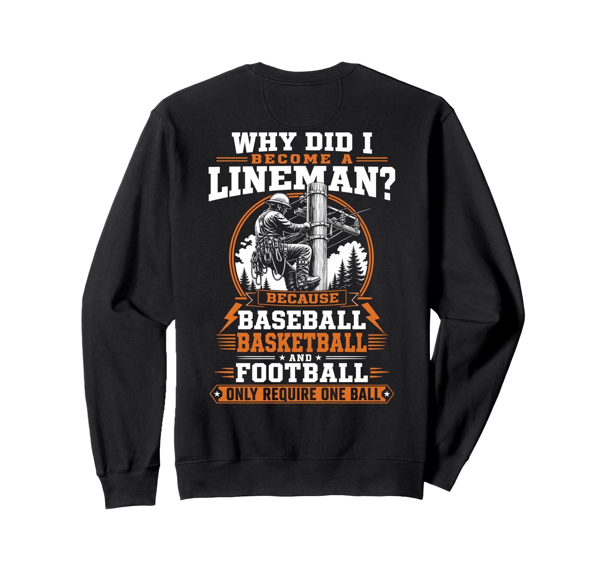 Why Did I Become Lineman Because Sweatshirt - Unique Graphic for Adults - T-Shirt, Sweatshirt, Hoodie