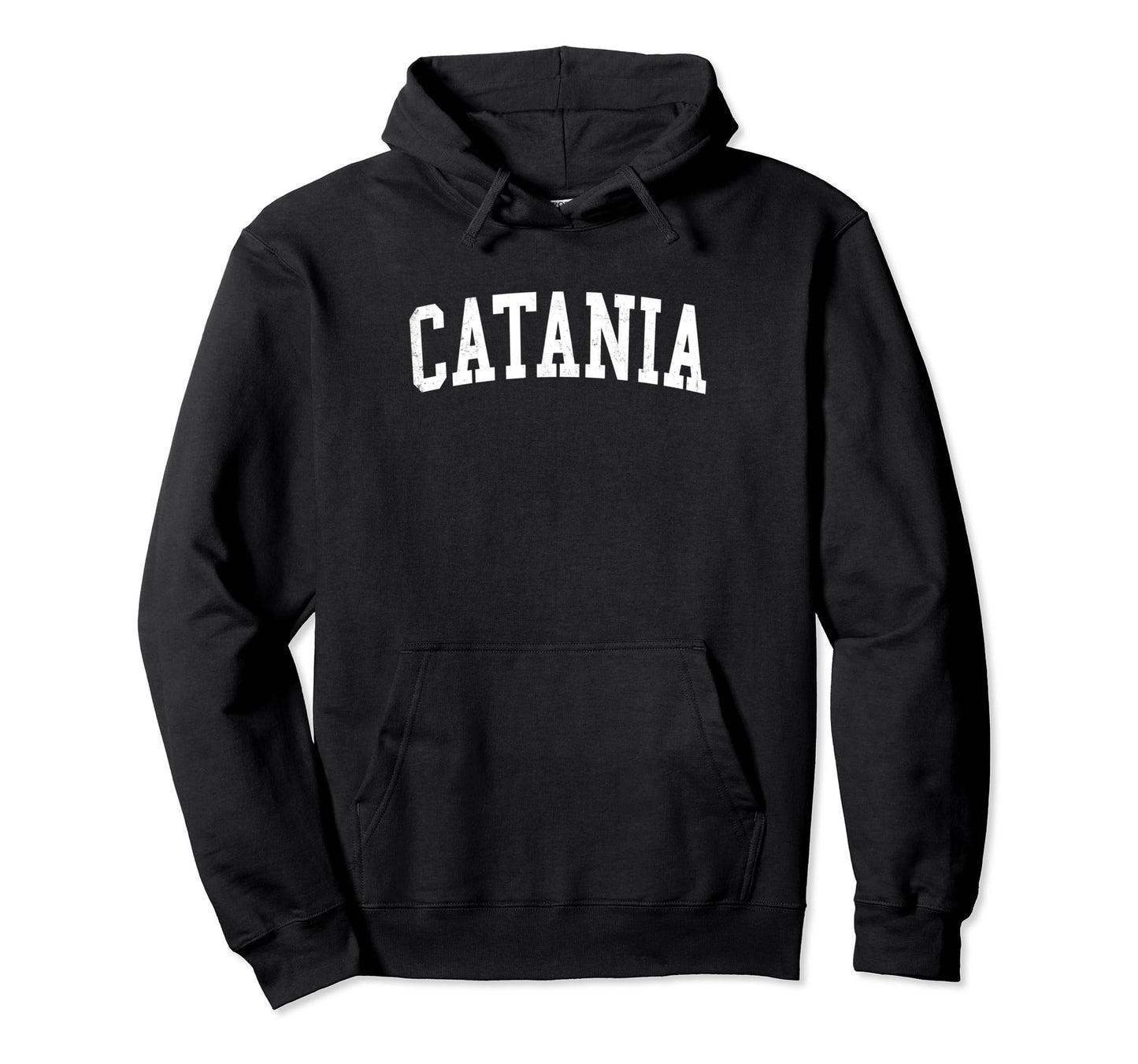 Catania Italy Distressed White Varsity Hoodie - Unique Graphic for Adults - T-Shirt, Sweatshirt, Hoodie