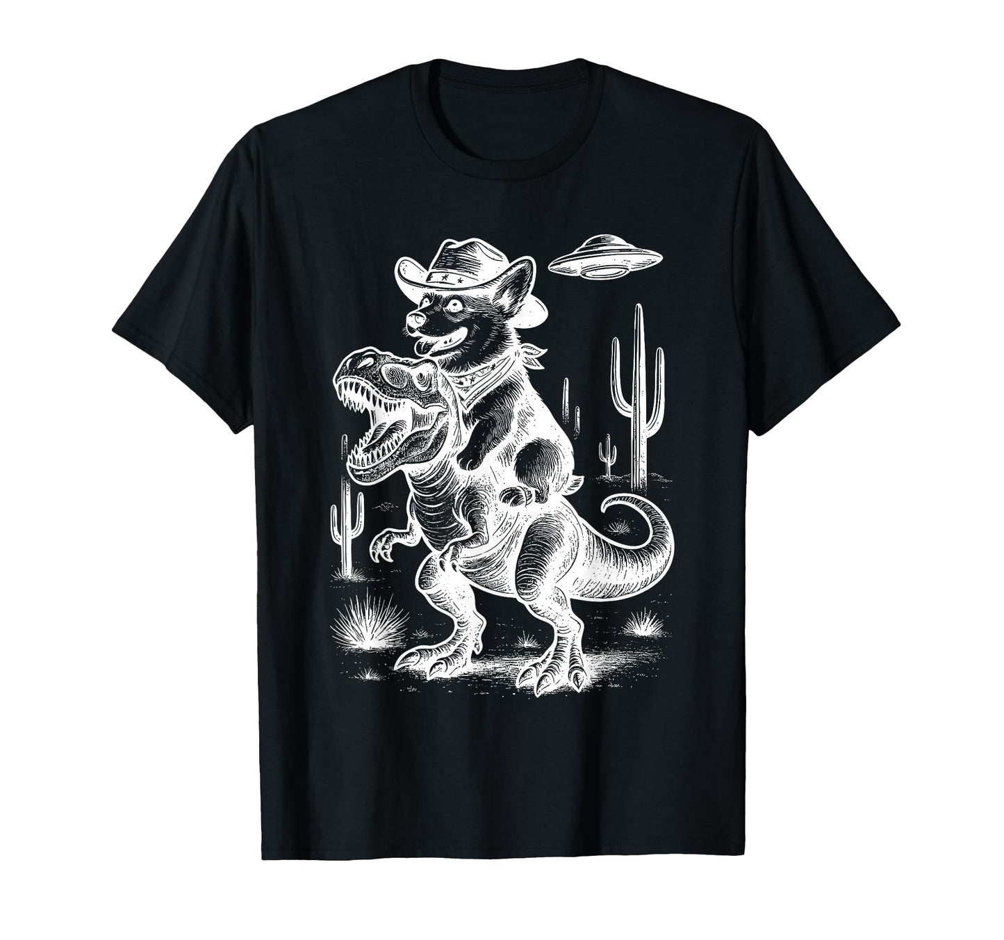 Corgi Riding Dinosaur Cowboy T-Shirt - Graphic Print for Adults - T-Shirt, Sweatshirt, Hoodie