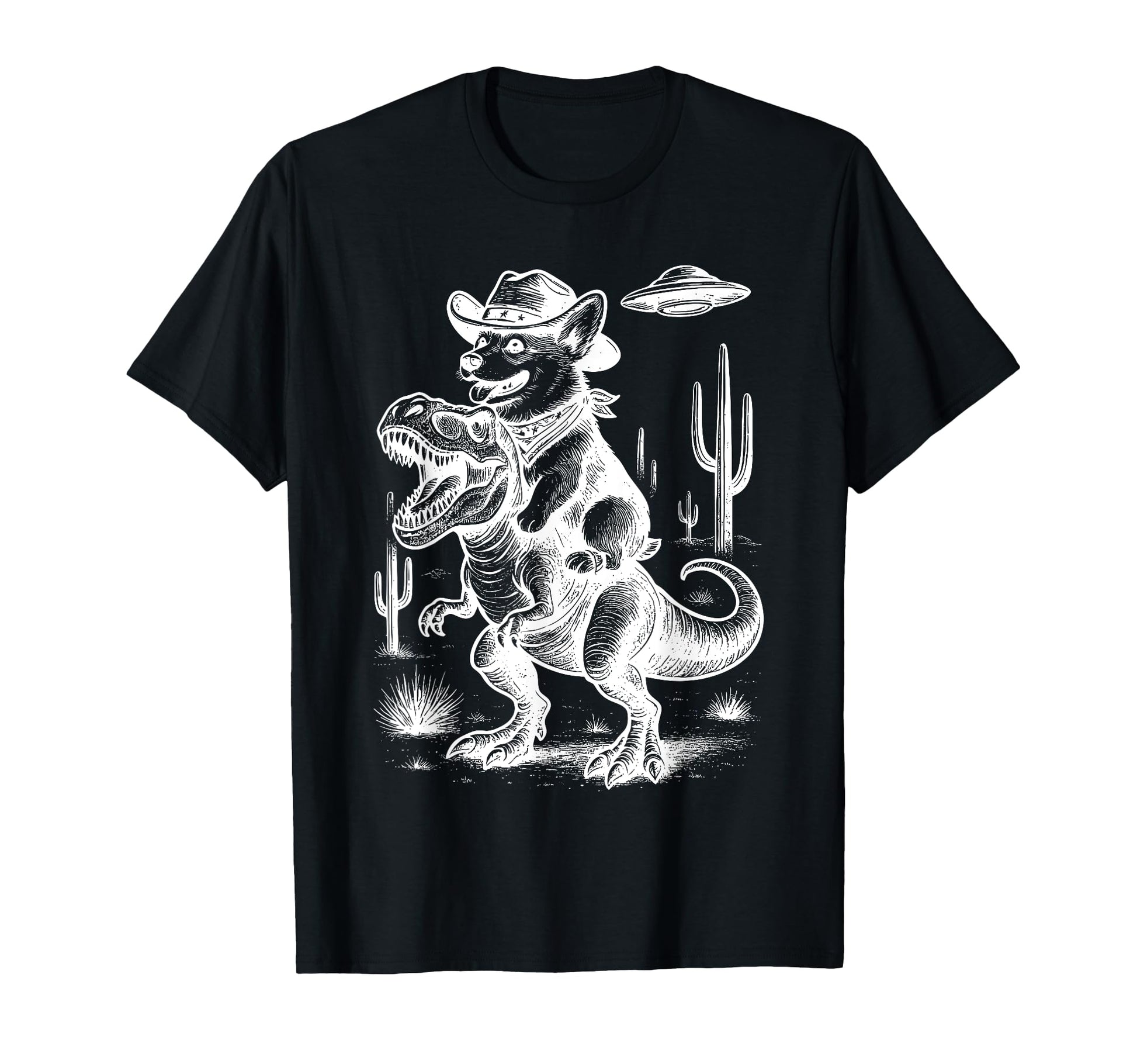 Corgi Riding Dinosaur Cowboy T-Shirt - Graphic Print for Adults - T-Shirt, Sweatshirt, Hoodie