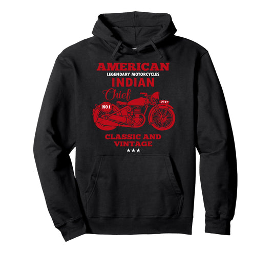 American Motorcycle Indian Old Bikers Hoodie - Novelty Apparel Men Women - T-Shirt, Sweatshirt, Hoodie
