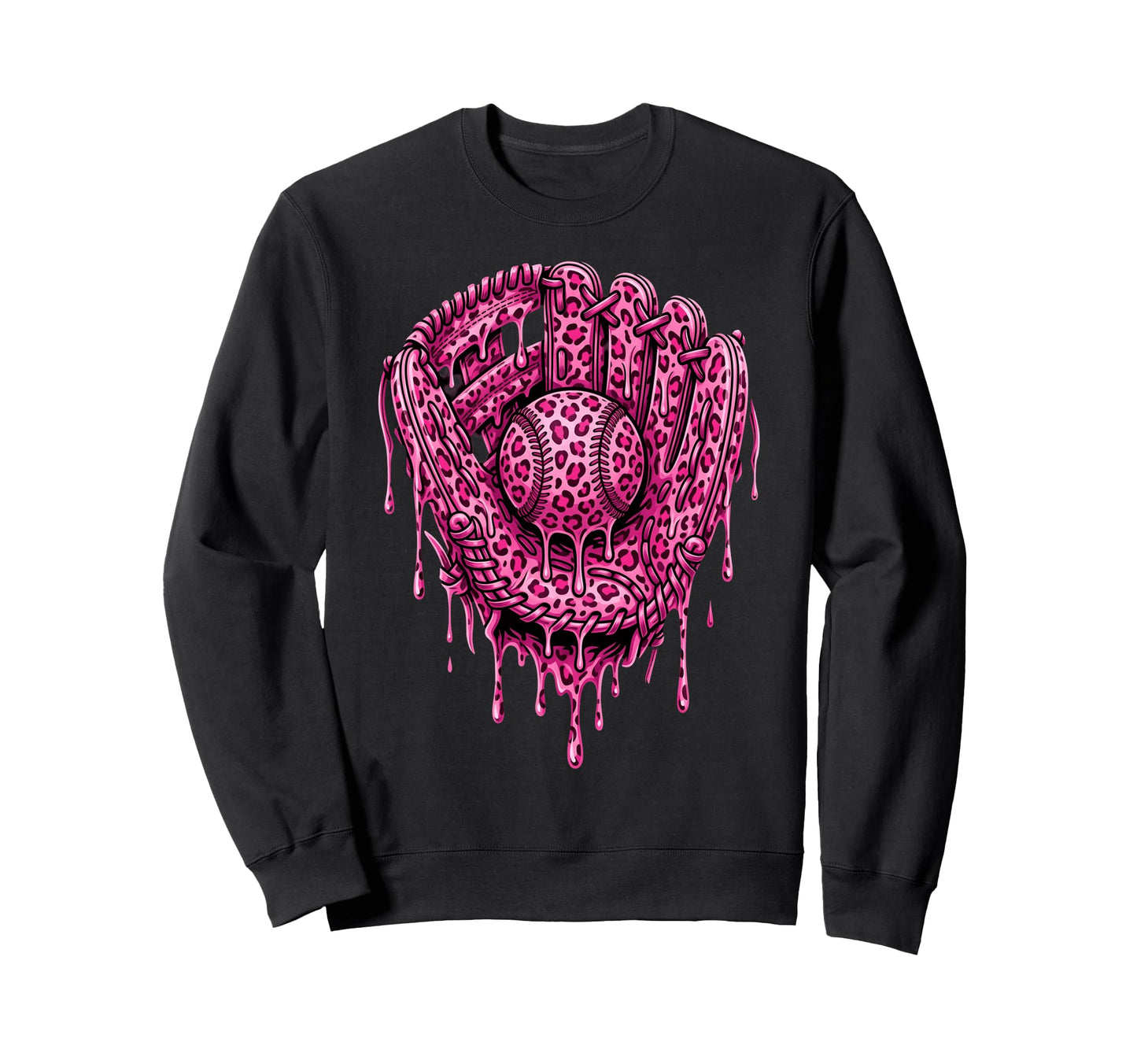 Baseball Drip Leopard Pattern Sweatshirt - Graphic Print for Adults - T-Shirt, Sweatshirt, Hoodie
