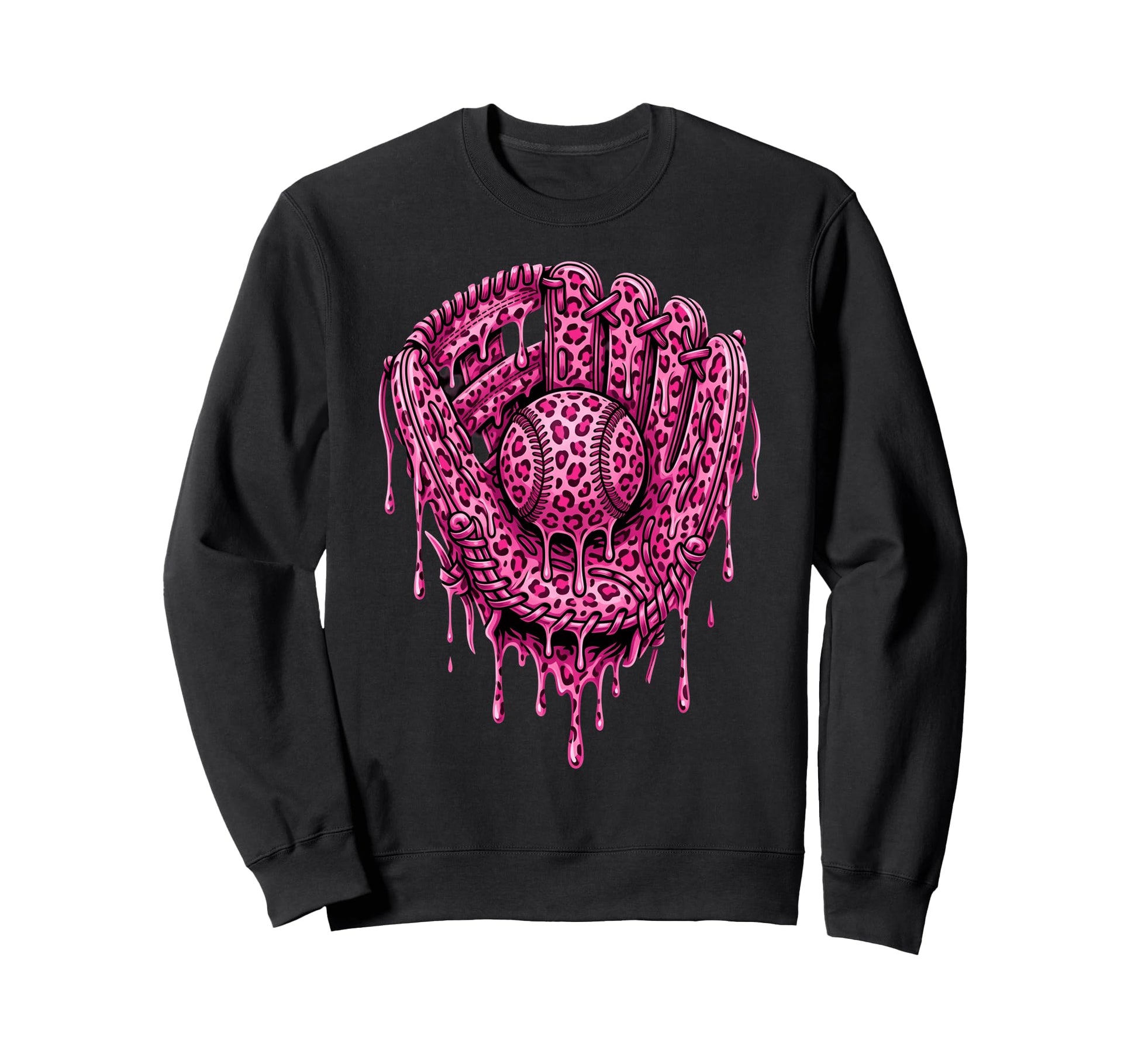 Baseball Drip Leopard Pattern Sweatshirt - Graphic Print for Adults - T-Shirt, Sweatshirt, Hoodie