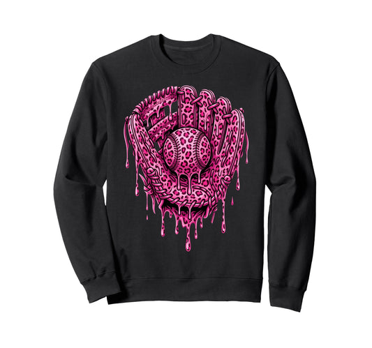 Baseball Drip Leopard Pattern Sweatshirt - Graphic Print for Adults - T-Shirt, Sweatshirt, Hoodie