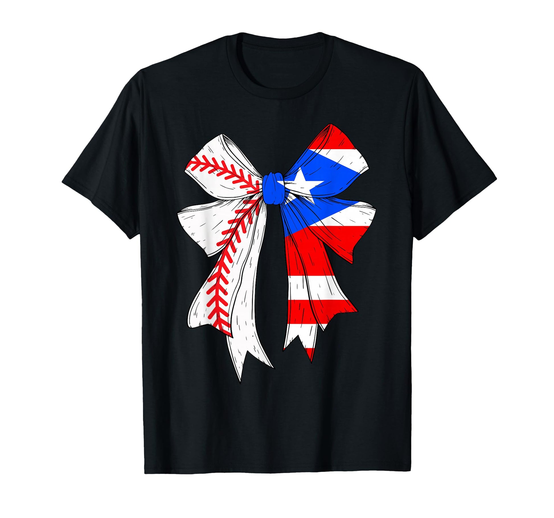 Puerto Rico Baseball Coquette Bow T-Shirt - Unique Graphic for Adults - T-Shirt, Sweatshirt, Hoodie