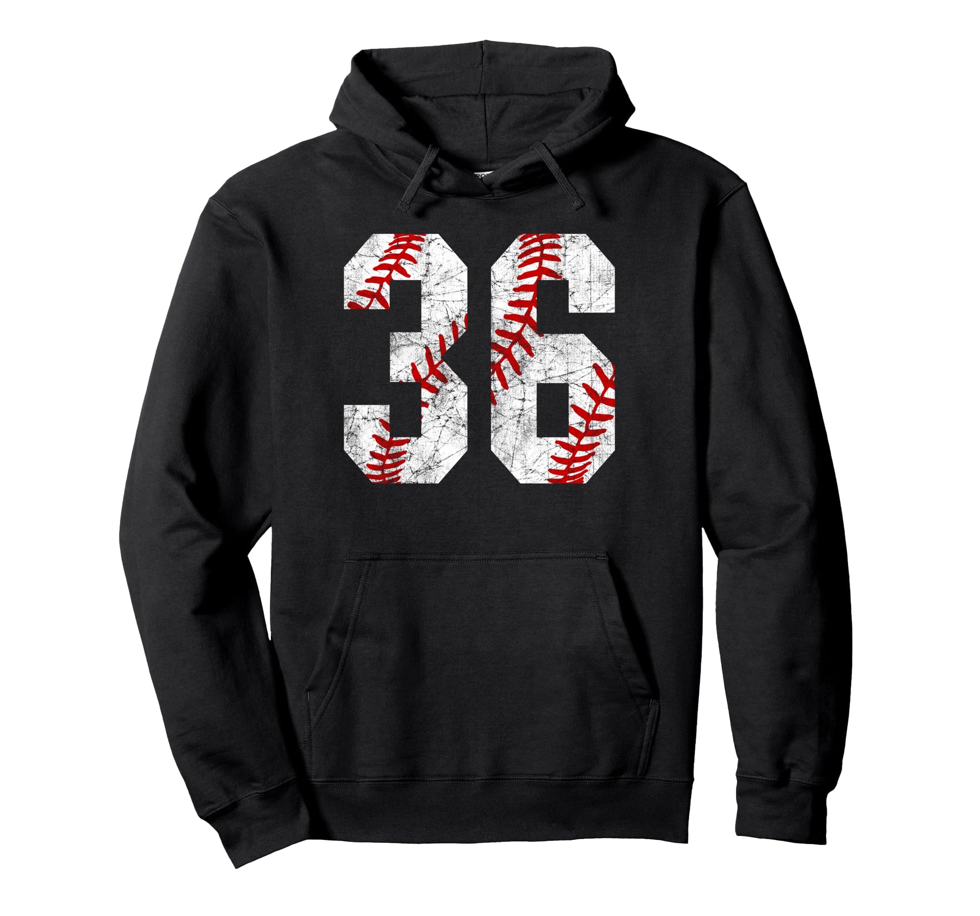 Distressed Baseball Number 36 Jersey Hoodie - Novelty Apparel Men Women - T-Shirt, Sweatshirt, Hoodie