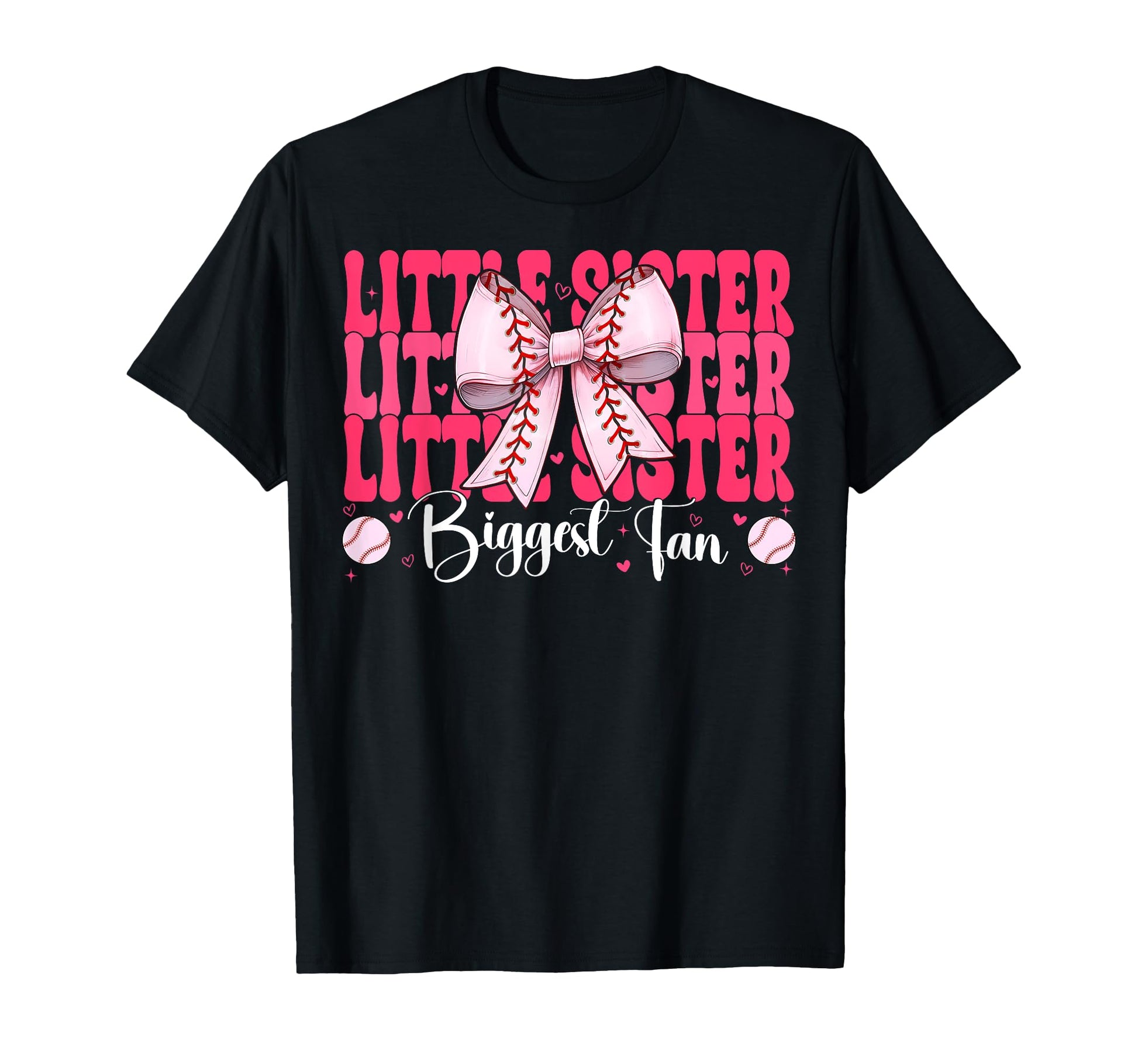 Baseball Sister Coquette Bow Little T-Shirt - Minimalist Print Men Women - T-Shirt, Sweatshirt, Hoodie