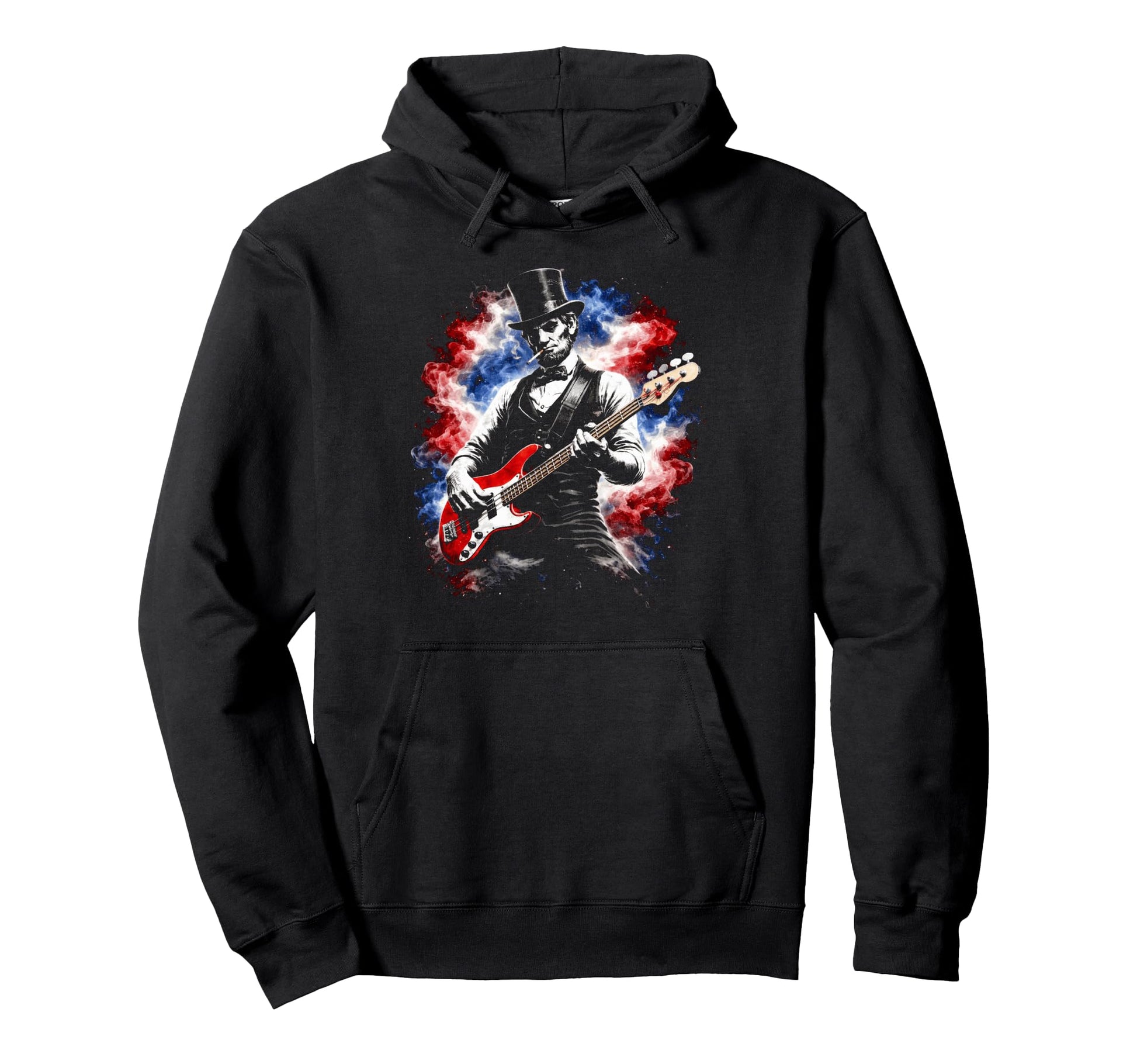Abe Lincoln Abraham Playing Bass Guitar 4Th Hoodie - Graphic Print Unisex - T-Shirt, Sweatshirt, Hoodie