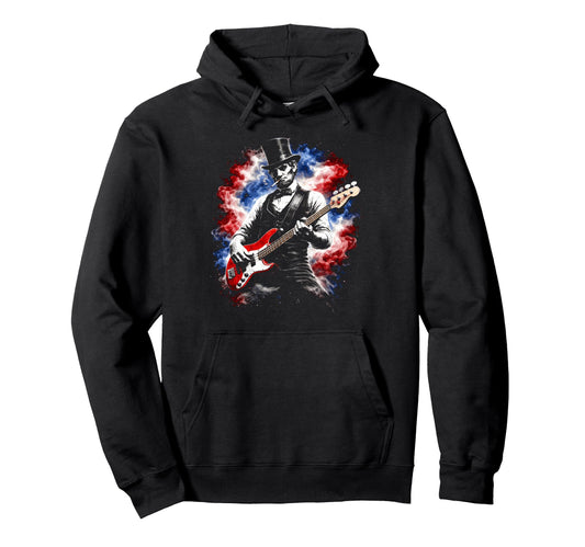 Abe Lincoln Abraham Playing Bass Guitar 4Th Hoodie - Graphic Print Unisex - T-Shirt, Sweatshirt, Hoodie