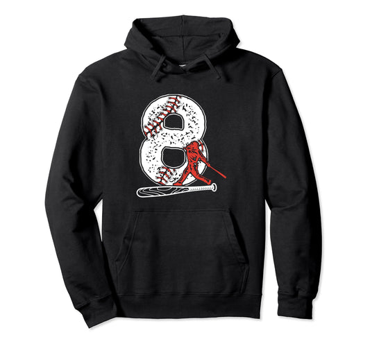 Baseball Birthday 8Th Birthday Party Hoodie - Unique Graphic for Adults - T-Shirt, Sweatshirt, Hoodie