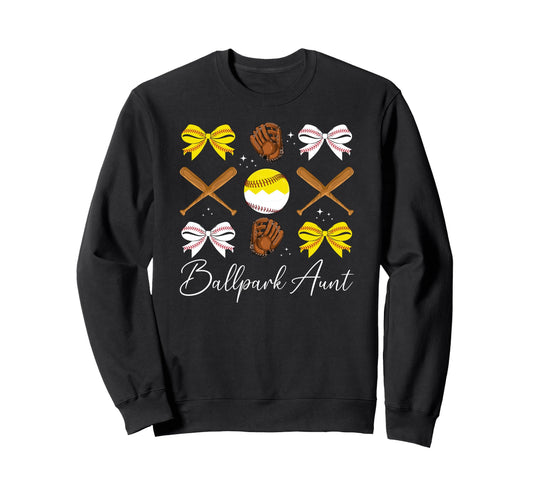 Ballpark Aunt Coquette Softball Sweatshirt - Fun Novelty Design Men Women - T-Shirt, Sweatshirt, Hoodie