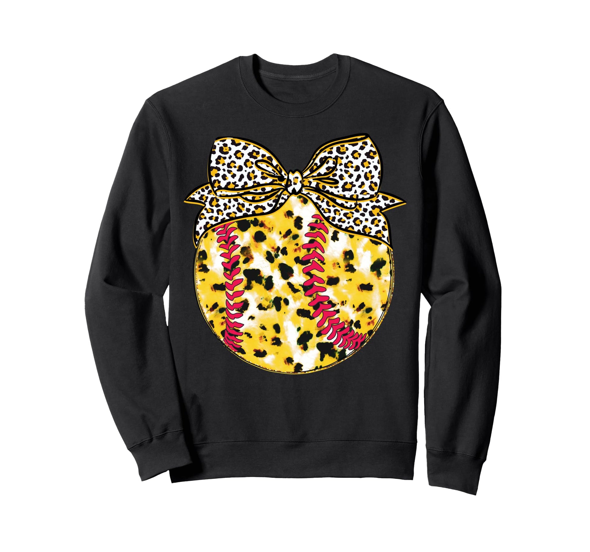 Baseball Bow Leopard Gift Softball Sweatshirt - Graphic Print Men Women - T-Shirt, Sweatshirt, Hoodie