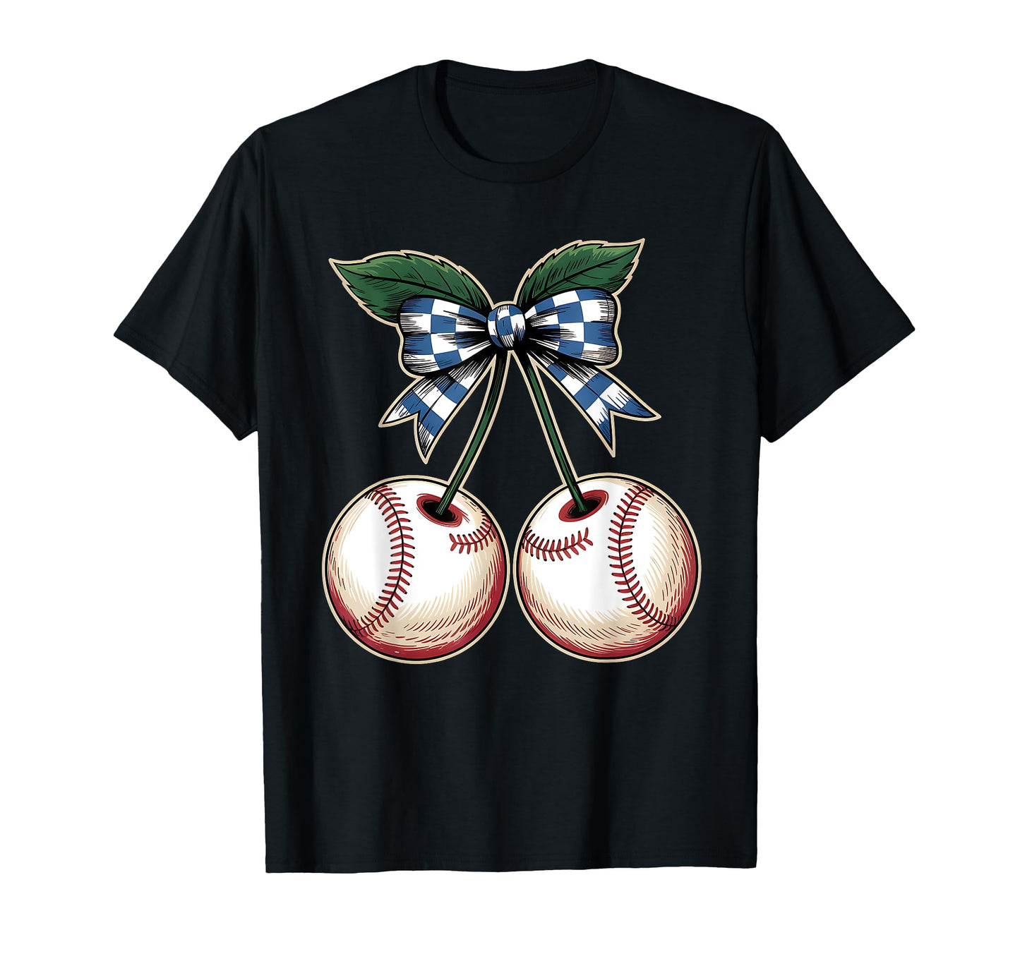 Bow Baseball Cherry Art Sport T-Shirt - Aesthetic Graphic Unisex - T-Shirt, Sweatshirt, Hoodie
