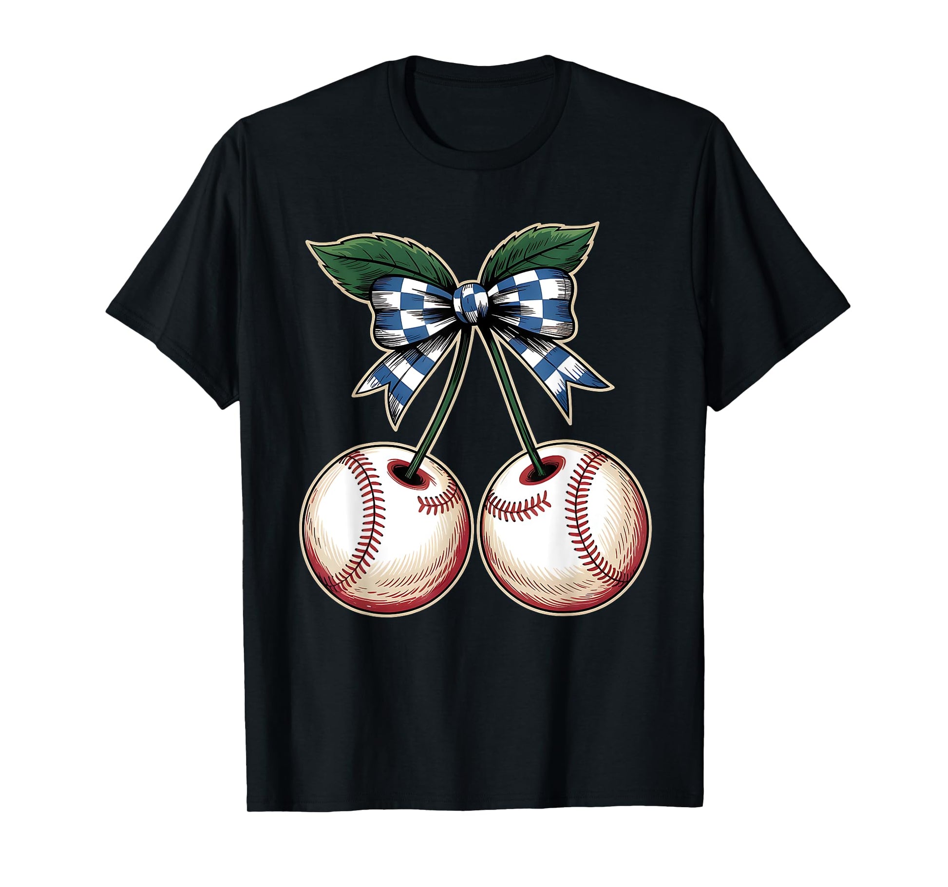 Bow Baseball Cherry Art Sport T-Shirt - Aesthetic Graphic Unisex - T-Shirt, Sweatshirt, Hoodie