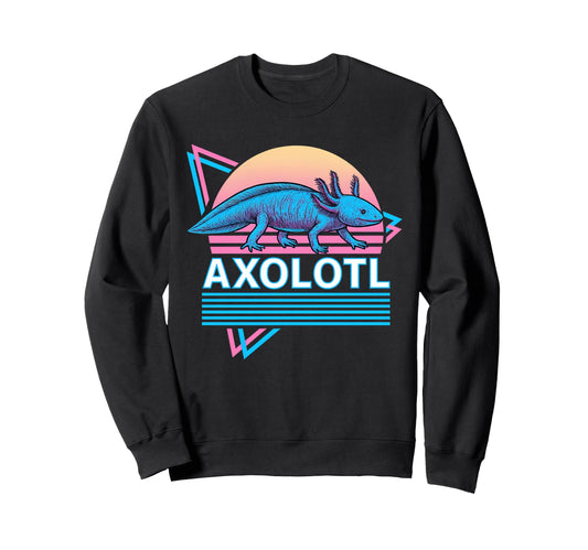 Axolotl Synthwave Aesthetic Animal Sweatshirt - Custom Art Print Unisex - T-Shirt, Sweatshirt, Hoodie