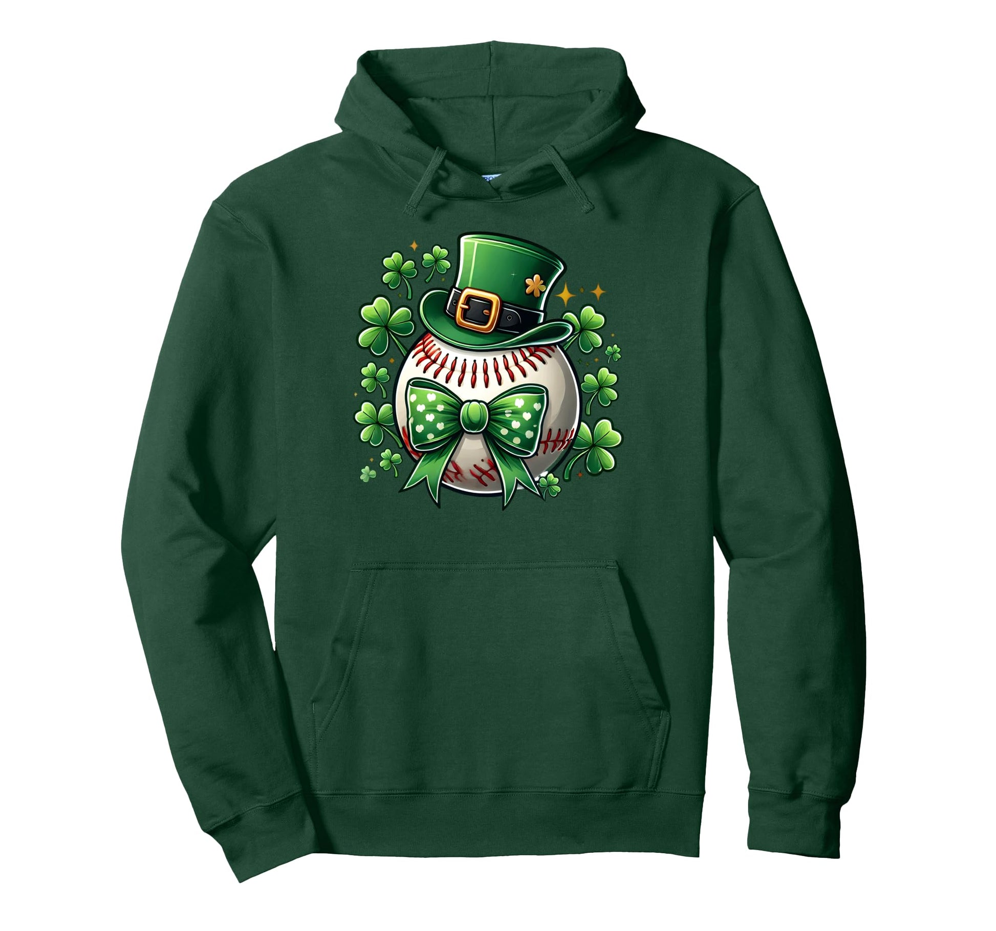Baseball St Patricks Day Shamrock Hoodie - Aesthetic Graphic for Adults - T-Shirt, Sweatshirt, Hoodie