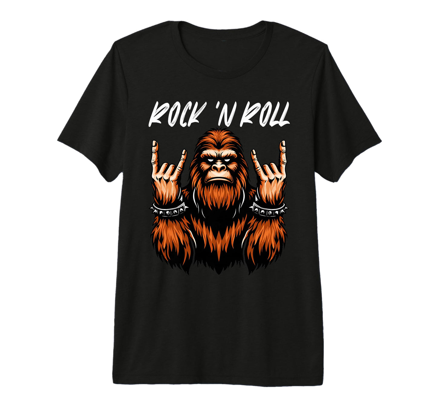 Rock N Roll Bigfoot Sasquatch Yeti T-Shirt - Minimalist Print Men Women - T-Shirt, Sweatshirt, Hoodie