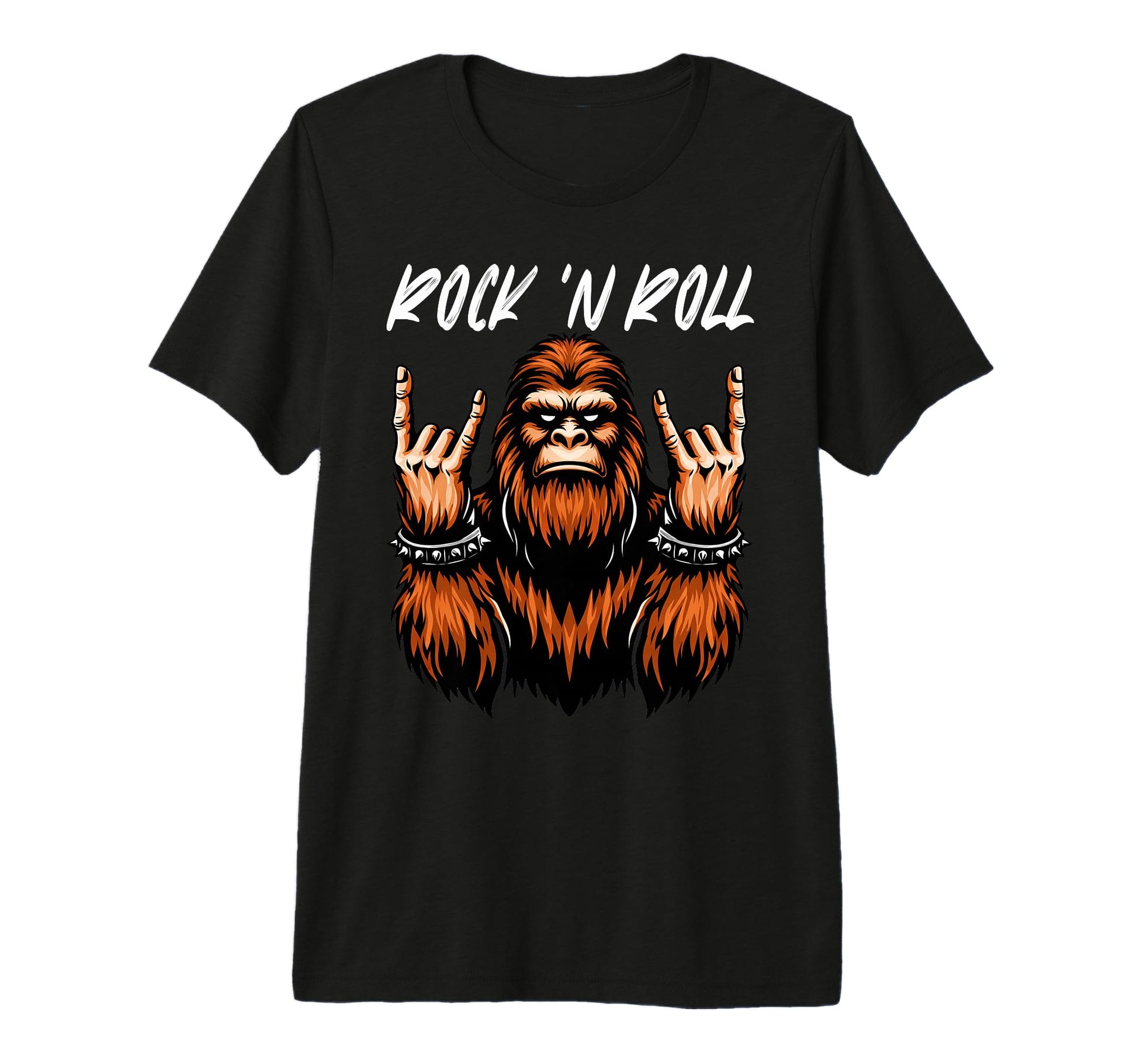 Rock N Roll Bigfoot Sasquatch Yeti T-Shirt - Minimalist Print Men Women - T-Shirt, Sweatshirt, Hoodie