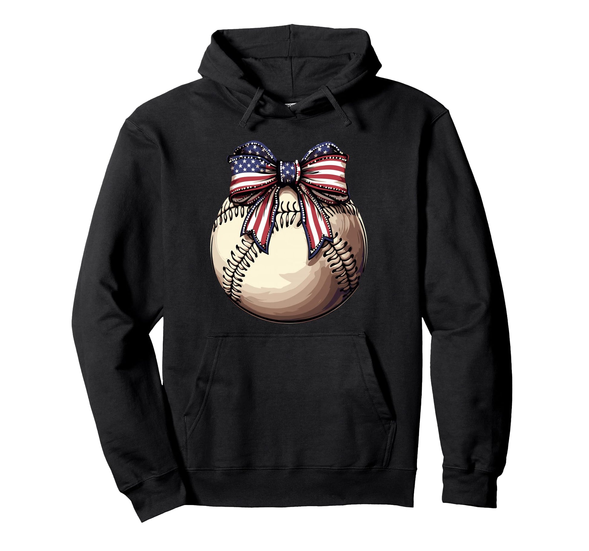 American Baseball Coquette Bow Hoodie - Casual Everyday Wear Men Women - T-Shirt, Sweatshirt, Hoodie