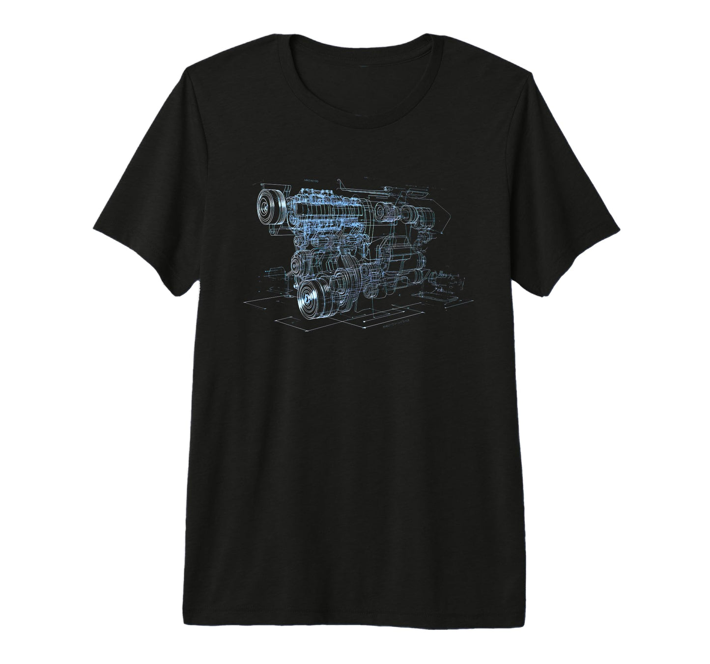 Car Engine Blueprint Diagram Mens T-Shirt - Casual Everyday Wear Men Women - T-Shirt, Sweatshirt, Hoodie
