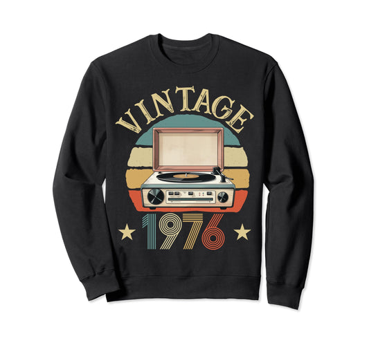 1976 Born 1976 Sunset Vinyl Record Sweatshirt - Unique Graphic Unisex - T-Shirt, Sweatshirt, Hoodie