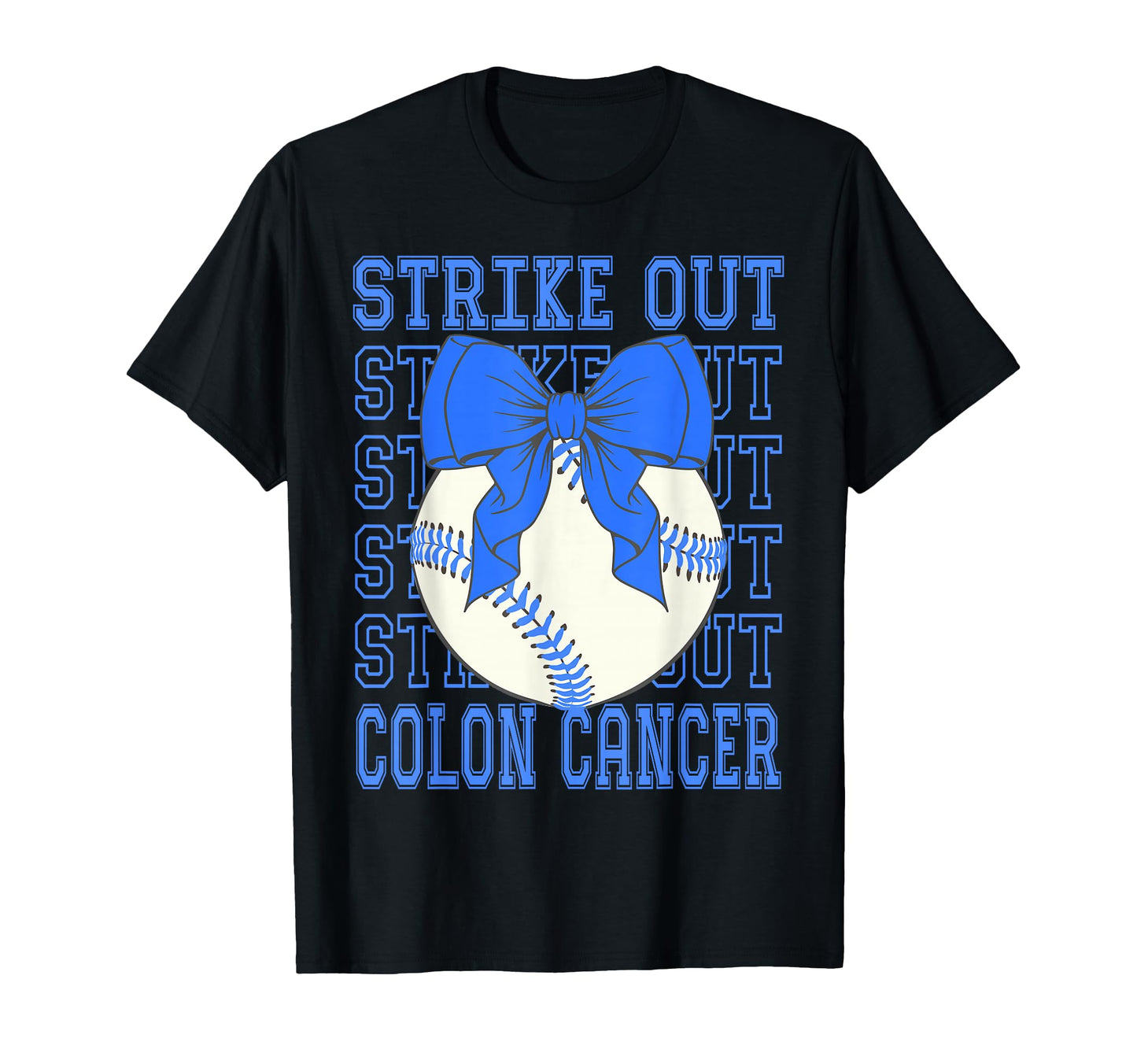 Colon Cancer Awareness Blue Coquette T-Shirt - Trendy Graphic for Adults - T-Shirt, Sweatshirt, Hoodie