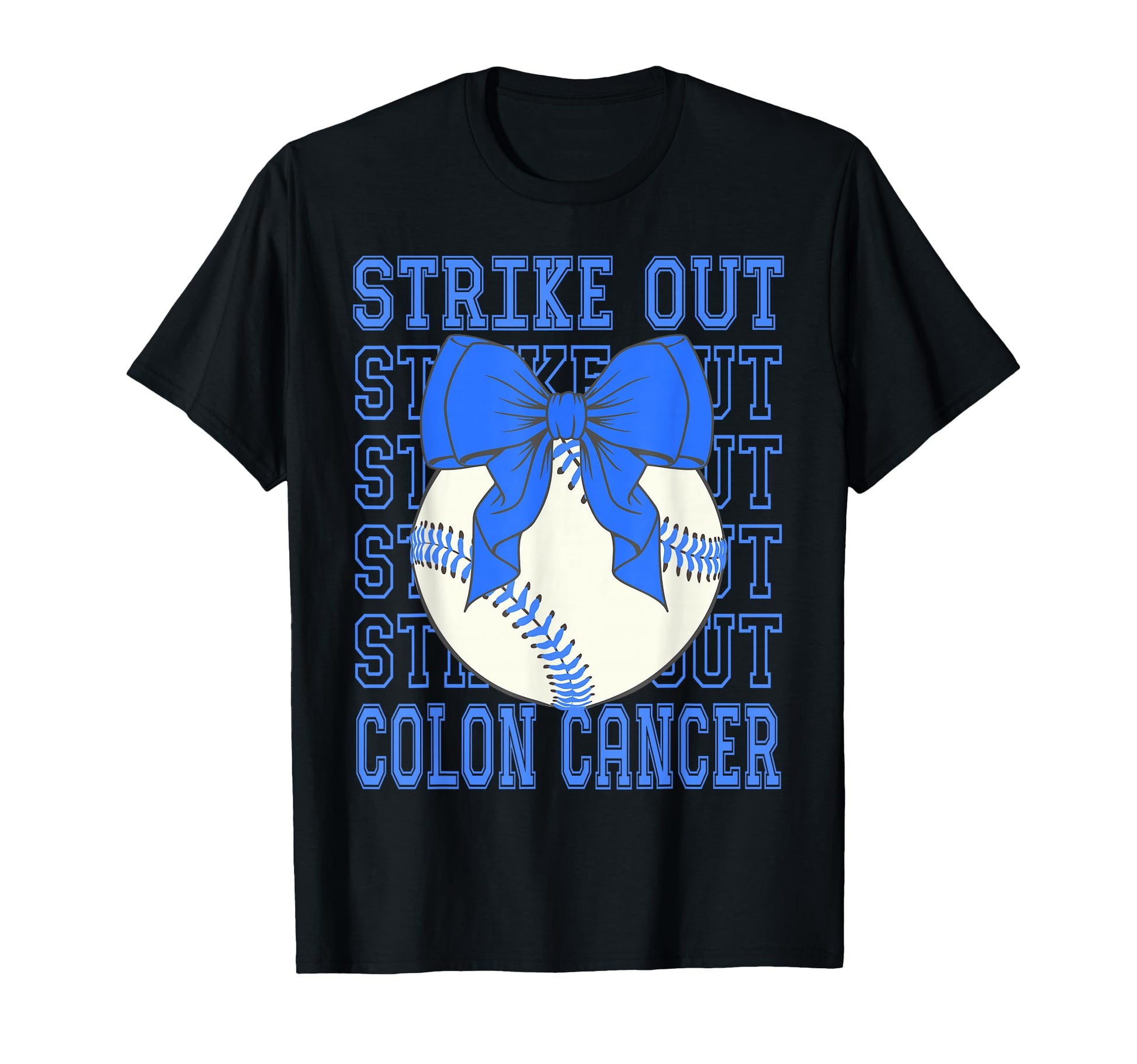 Colon Cancer Awareness Blue Coquette T-Shirt - Trendy Graphic for Adults - T-Shirt, Sweatshirt, Hoodie