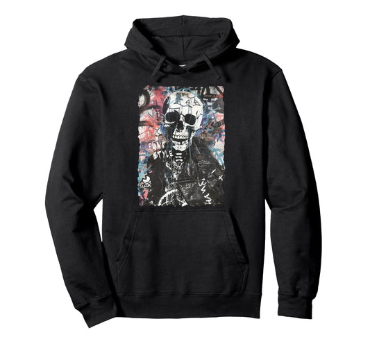 Aesthetic Streetwear Skull Hoodie - Fun Novelty Design Unisex - T-Shirt, Sweatshirt, Hoodie