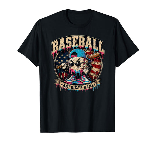 Baseball Americas Game Usa Mascot T-Shirt - Aesthetic Graphic for Adults - T-Shirt, Sweatshirt, Hoodie