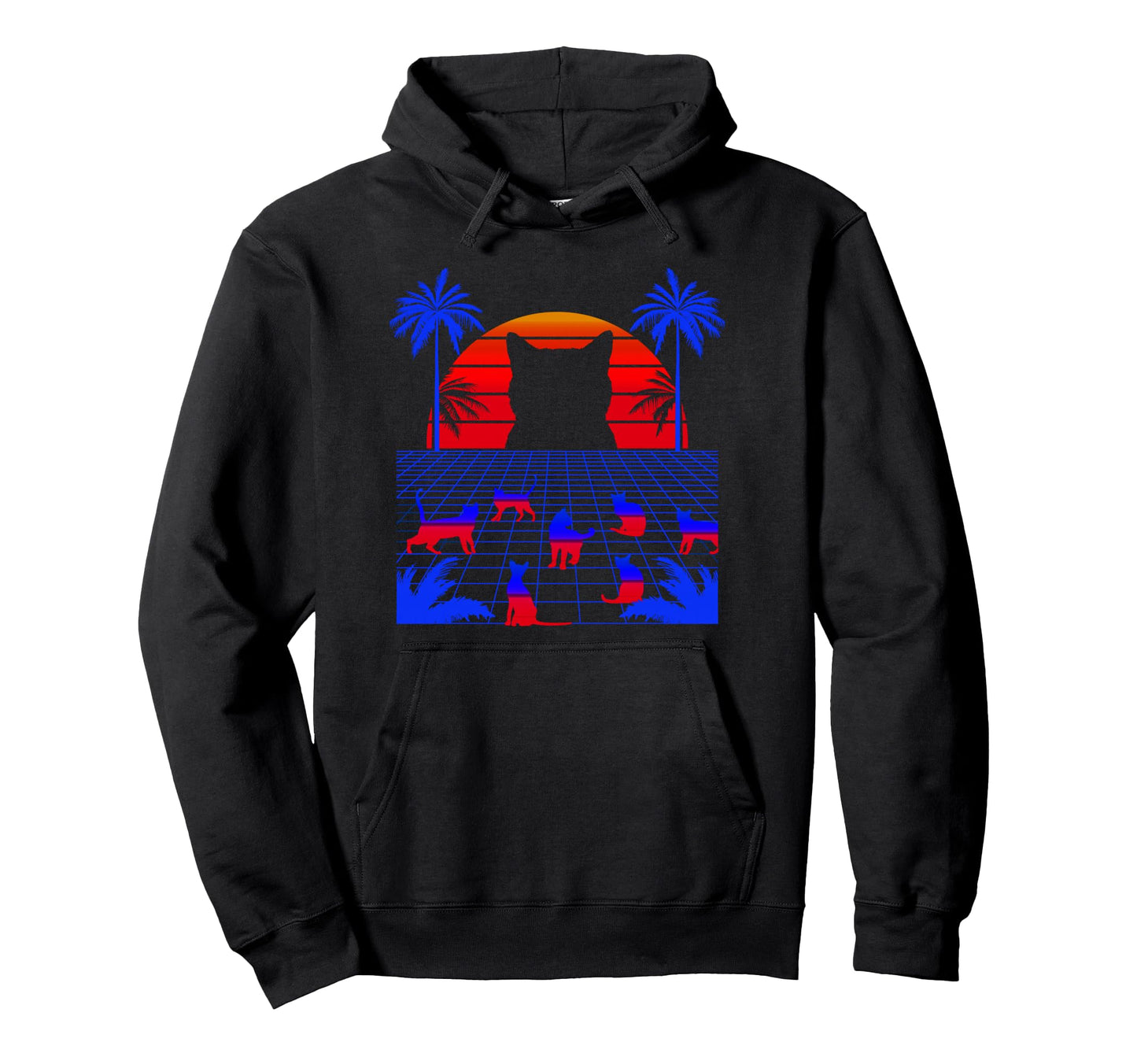 Vaporwave Cats Synthwave Future Sunset Hoodie - Novelty Apparel Men Women - T-Shirt, Sweatshirt, Hoodie