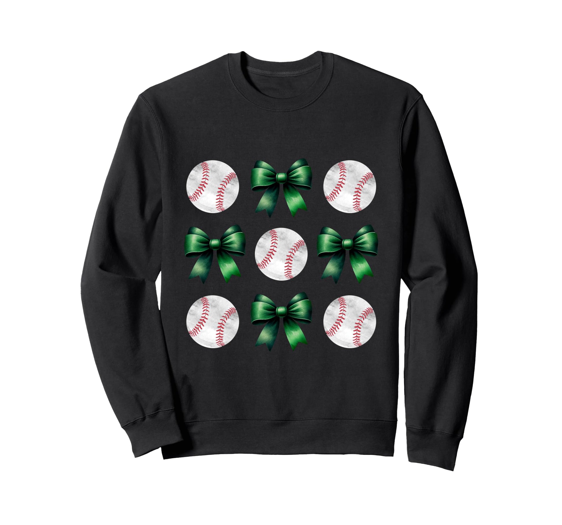 Baseballs Green Bows Ball Mom Sweatshirt - Aesthetic Graphic for Adults - T-Shirt, Sweatshirt, Hoodie