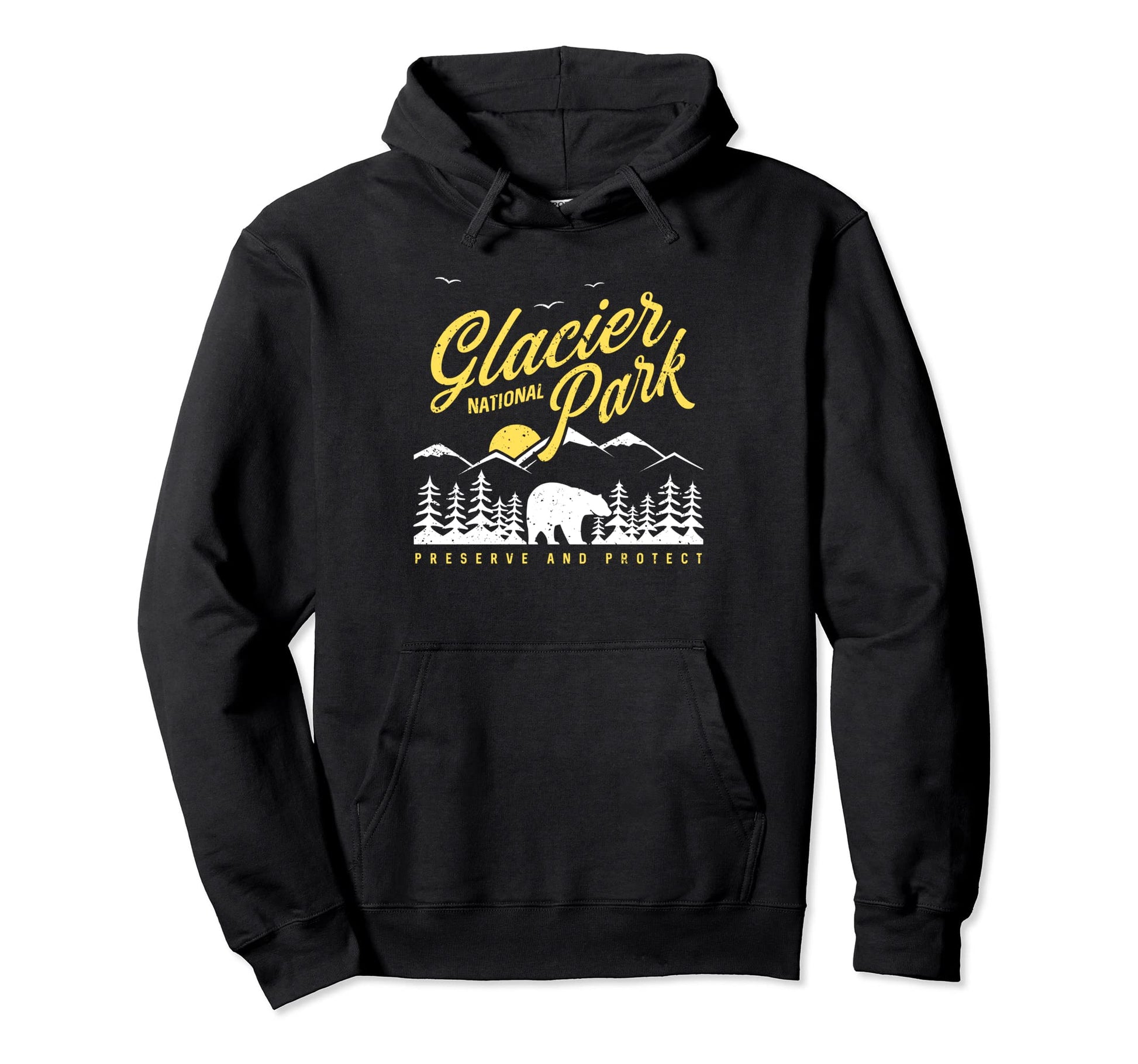 Glacier National Park Montana Bear Hoodie - Custom Art Print Men Women - T-Shirt, Sweatshirt, Hoodie
