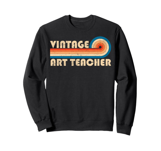 Art Teacher 70S 80S Sunset Stripe Sweatshirt - Unique Graphic Men Women - T-Shirt, Sweatshirt, Hoodie