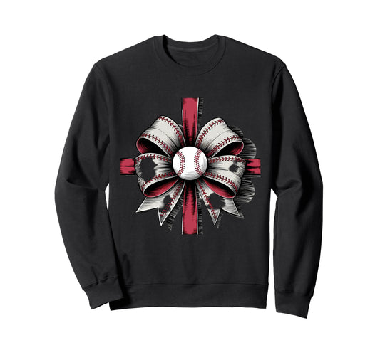 Baseball Coquette Bow Sweatshirt - Casual Everyday Wear for Adults - T-Shirt, Sweatshirt, Hoodie