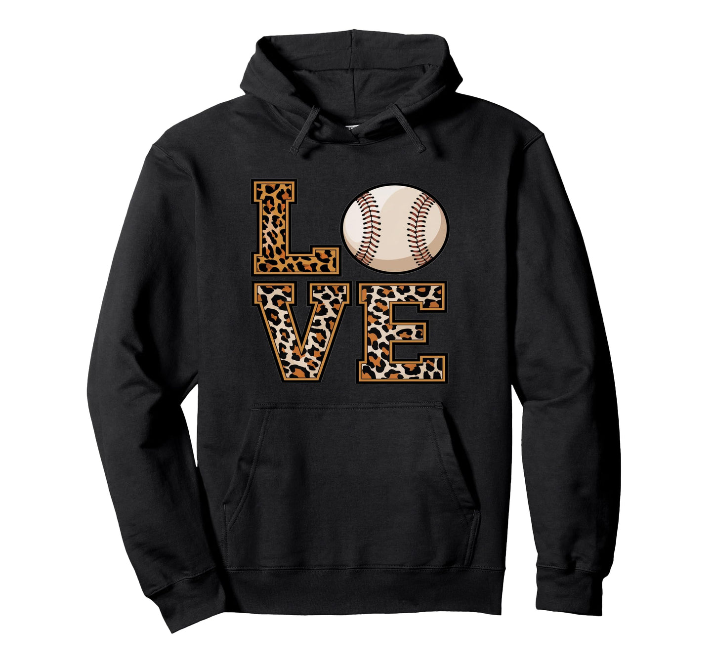 Love Baseball Leopard Baseball Hoodie - Streetwear Style for Adults - T-Shirt, Sweatshirt, Hoodie